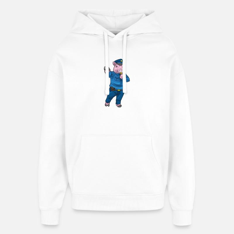 Cochon Policier Sifflet Police - Sweat à capuche unisexe Stanley/Stella Oversized - blanc