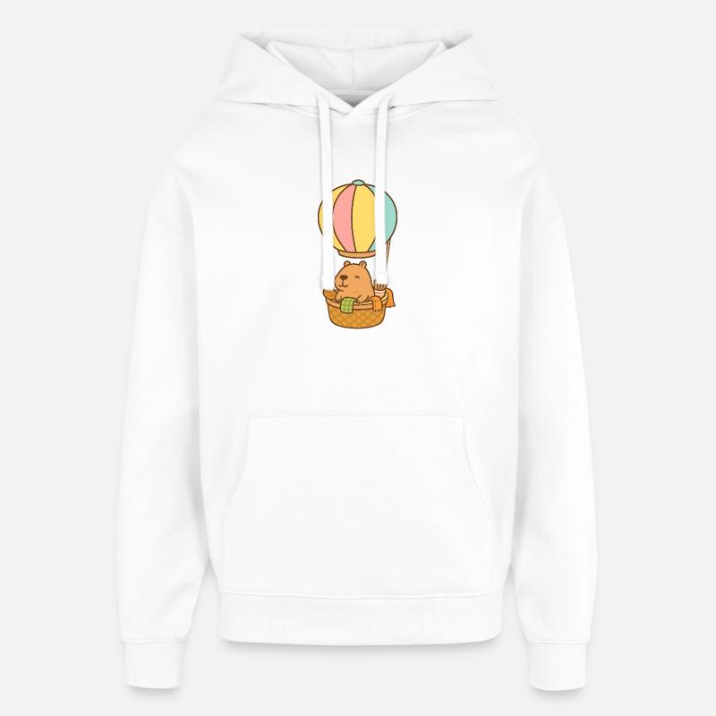 Capybara en montgolfière – doux et détendu 🎈 - Sweat à capuche unisexe Stanley/Stella Oversized - blanc