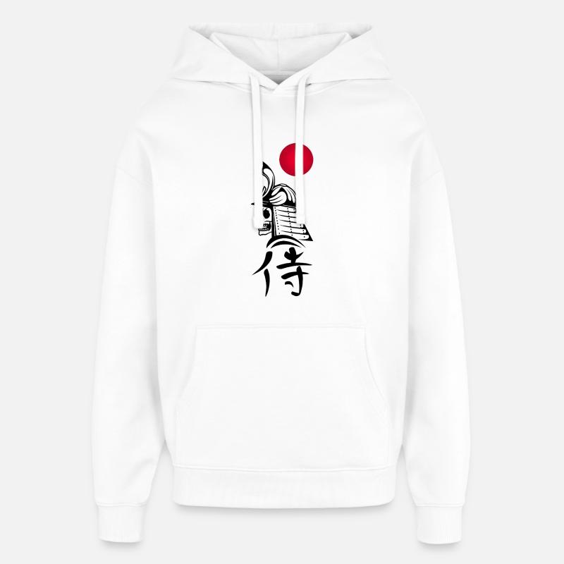 Schwarzer Samurai und Rote Sonne - Oversized Unisex Hoodie von Stanley/Stella - Weiß
