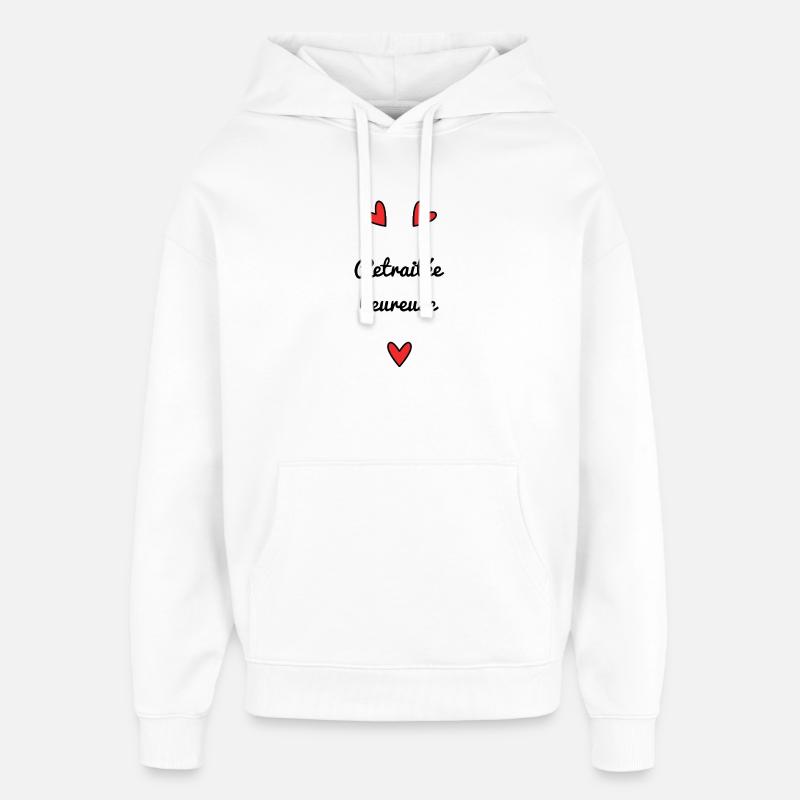 RETRAITEE. RETRAITE. BONNE RETRAITE - Sweat à capuche unisexe Stanley/Stella Oversized - blanc