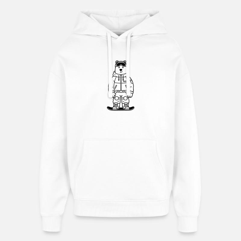 Bear Snowboarder - Oversized Unisex Hoodie by Stanley/Stella - white