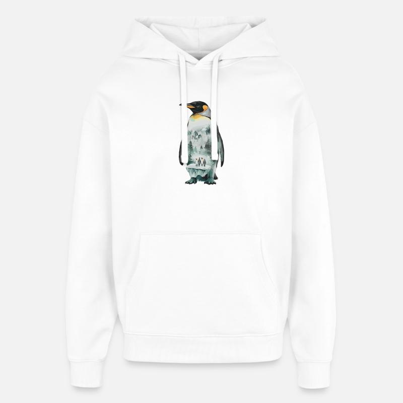Pingouin avec motif paysager - Sweat à capuche unisexe Stanley/Stella Oversized - blanc