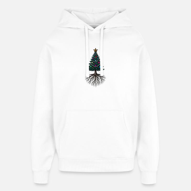 Christmas tree with roots – festively rooted - Oversized Unisex Hoodie by Stanley/Stella - white