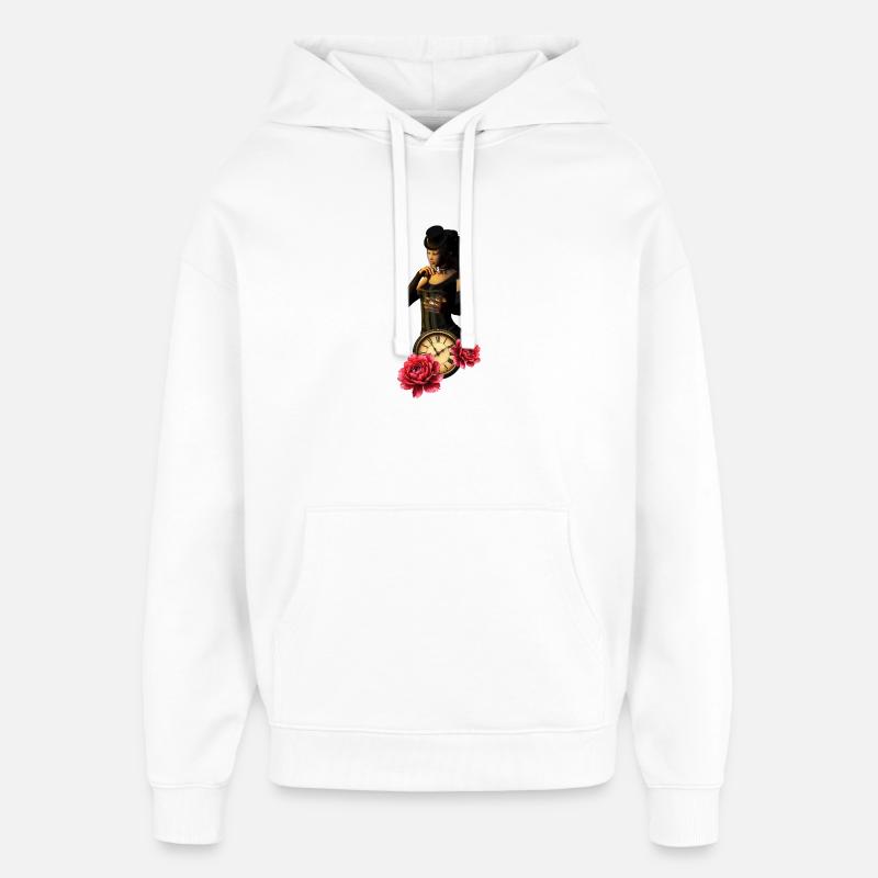 Montre Steampunk avec Roses - Sweat à capuche unisexe Stanley/Stella Oversized - blanc