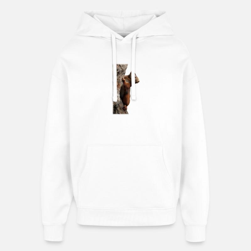 Neugieriges Eichhörnchen am Baumstamm - Oversized Unisex Hoodie von Stanley/Stella - Weiß
