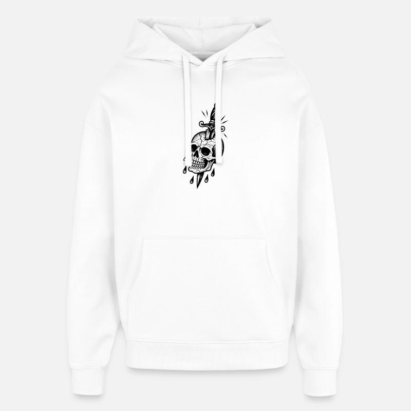 Zerbrochener Schädel mit einem Dolch - Oversized Unisex Hoodie von Stanley/Stella - Weiß