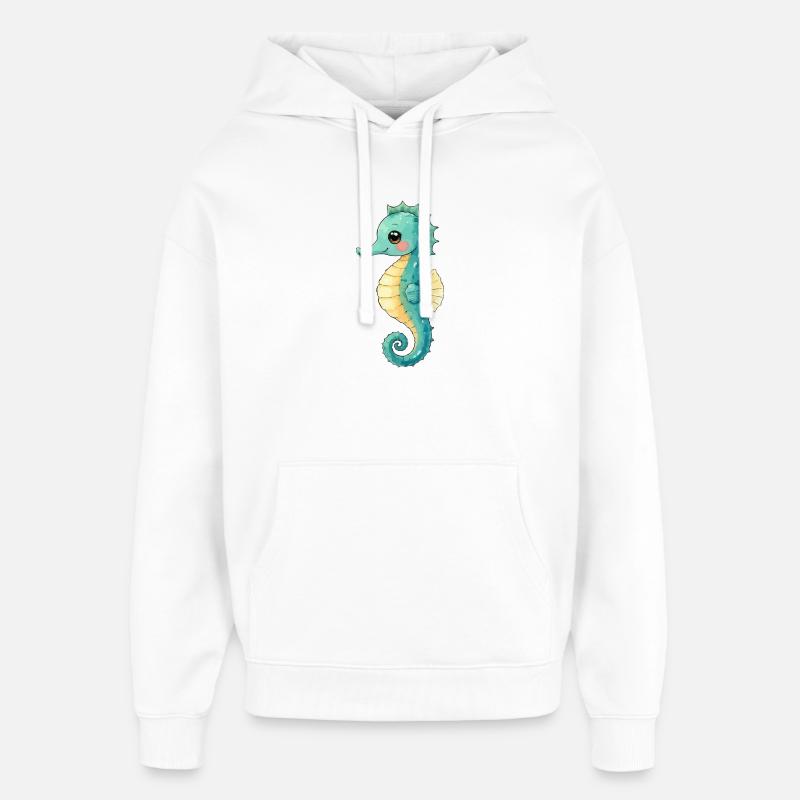Amour de mer Pastel Hippocampe - Sweat à capuche unisexe Stanley/Stella Oversized - blanc