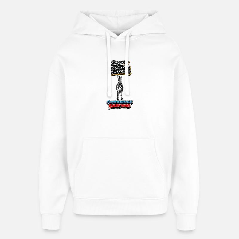 Zebra Overthinking Graphics - Oversized Unisex Hoodie by Stanley/Stella - white