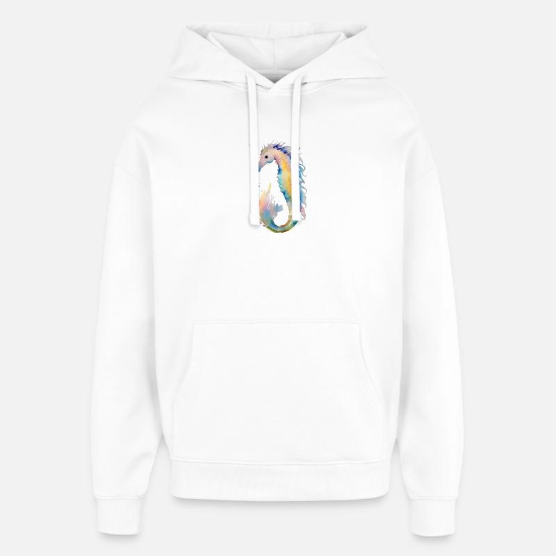 Hippocampe - Sweat à capuche unisexe Stanley/Stella Oversized - blanc