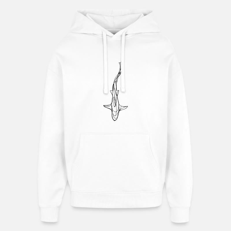 Silhouette de requin noir - Sweat à capuche unisexe Stanley/Stella Oversized - blanc