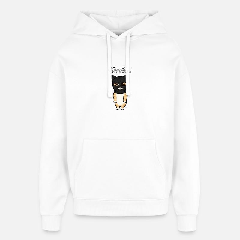 Chat Bandit Fearless - Sweat à capuche unisexe Stanley/Stella Oversized - blanc