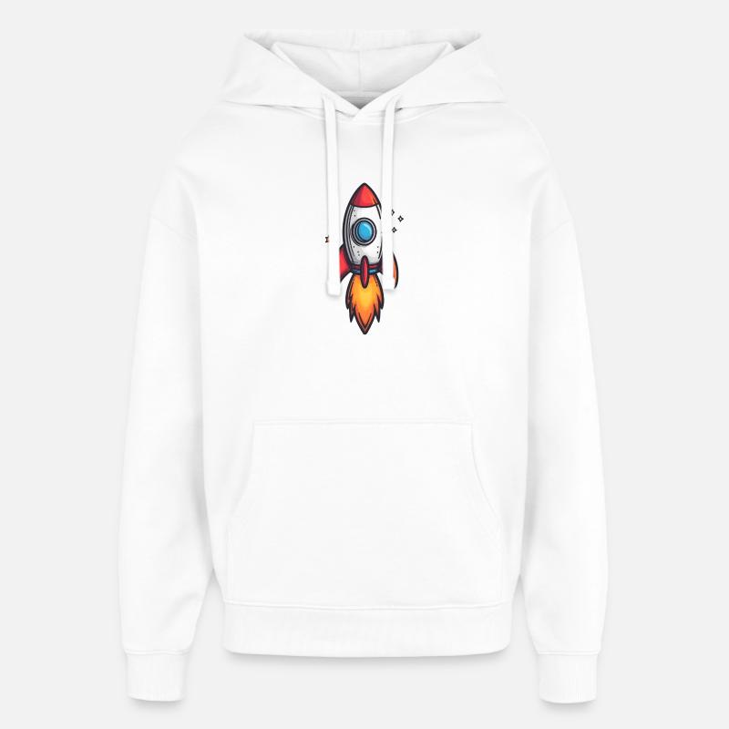 Dessin animé fusée feu vol - Sweat à capuche unisexe Stanley/Stella Oversized - blanc