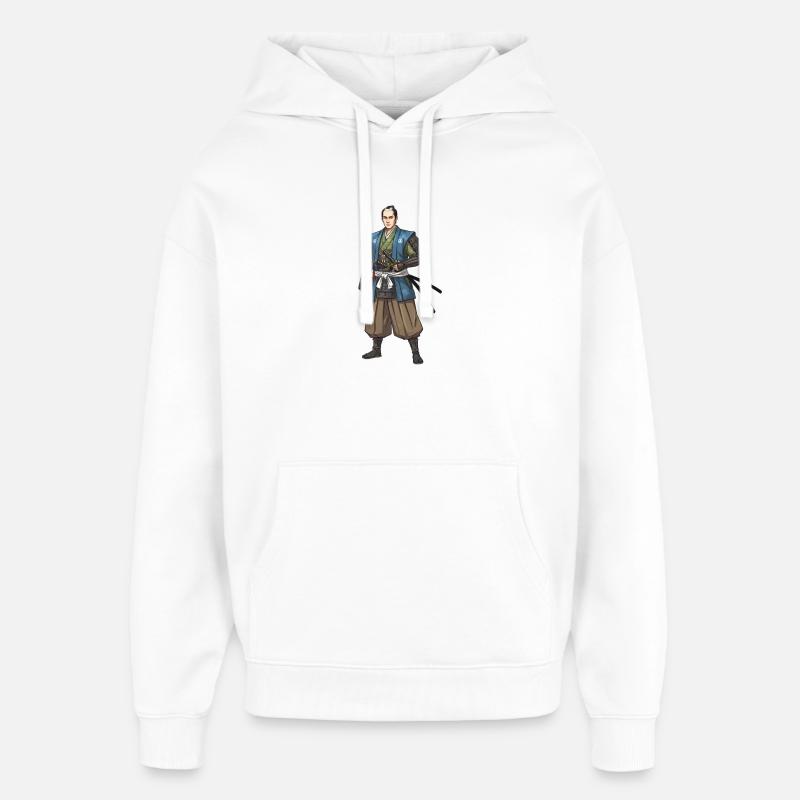 Edo Samurai in blauer Jacke - Oversized Unisex Hoodie von Stanley/Stella - Weiß