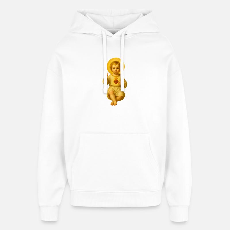 Illustration de garçon du sacré-cœur - Sweat à capuche unisexe Stanley/Stella Oversized - blanc