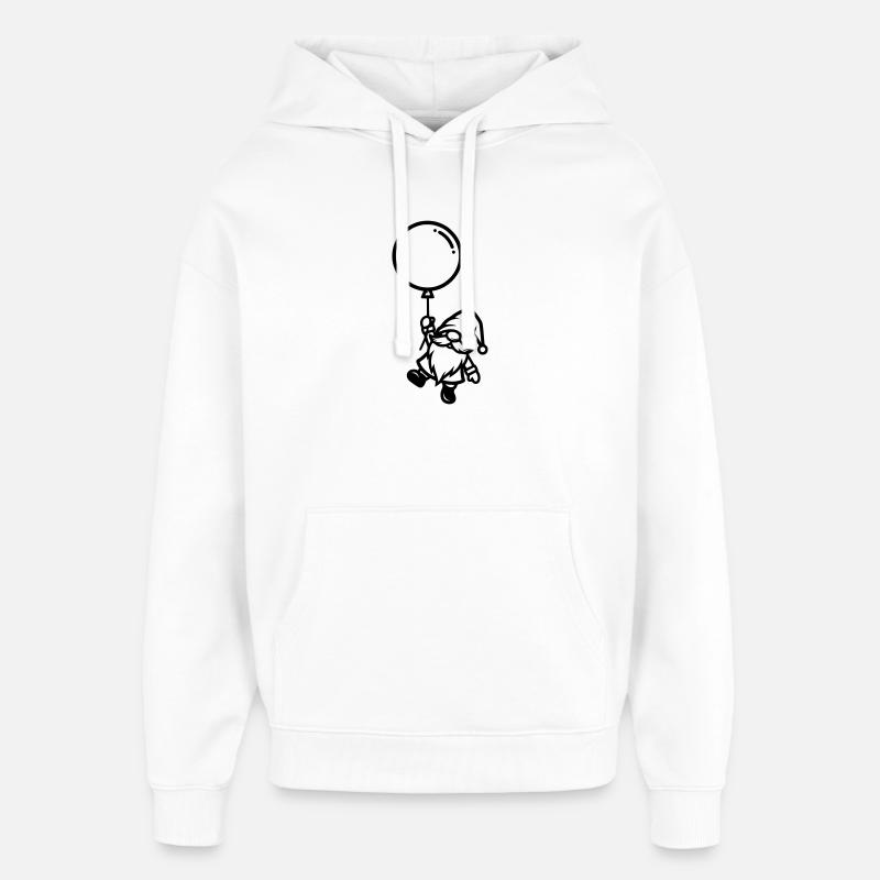 Gnome avec silhouette de ballon - Sweat à capuche unisexe Stanley/Stella Oversized - blanc