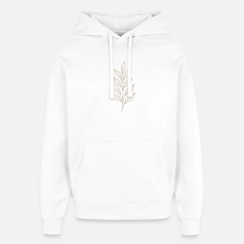 Art au trait de feuilles mystique - Sweat à capuche unisexe Stanley/Stella Oversized - blanc