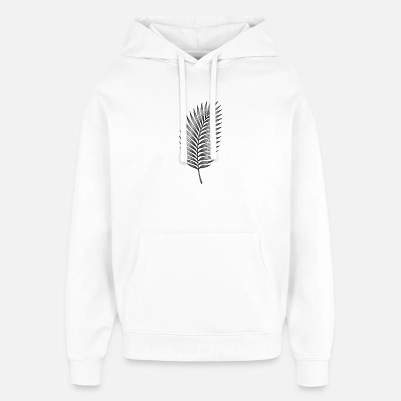 Black palm leaf pattern - Oversized Unisex Hoodie by Stanley/Stella - white