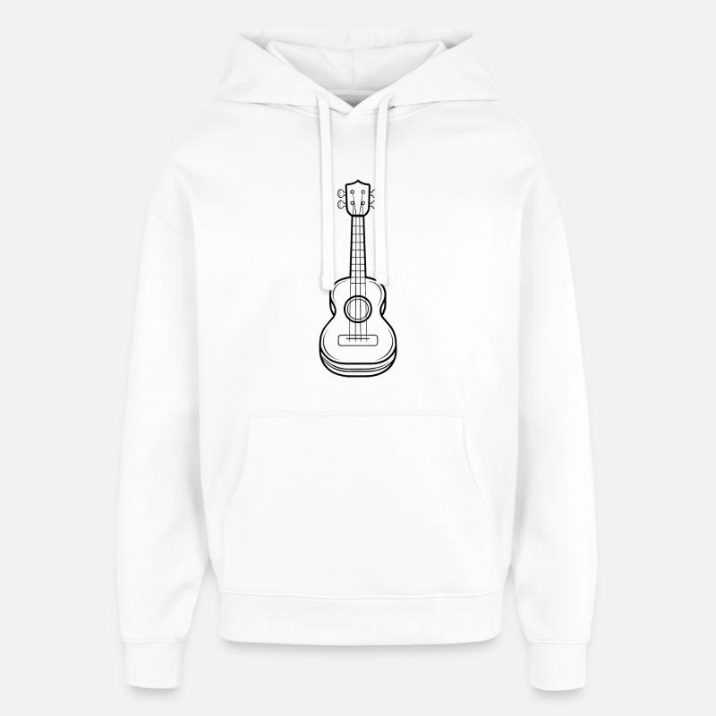 Sketch de ukulélé - Sweat à capuche unisexe Stanley/Stella Oversized - blanc