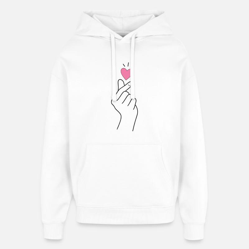 Cœur de doigt K-Pop - Sweat à capuche unisexe Stanley/Stella Oversized - blanc