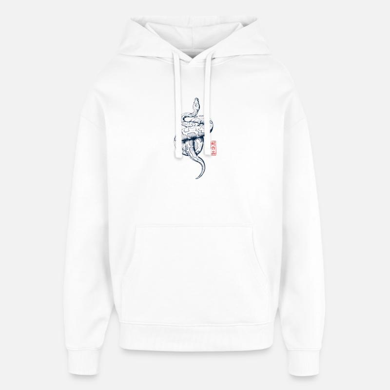 Python with Kanji Stamp - Oversized Unisex Hoodie by Stanley/Stella - white