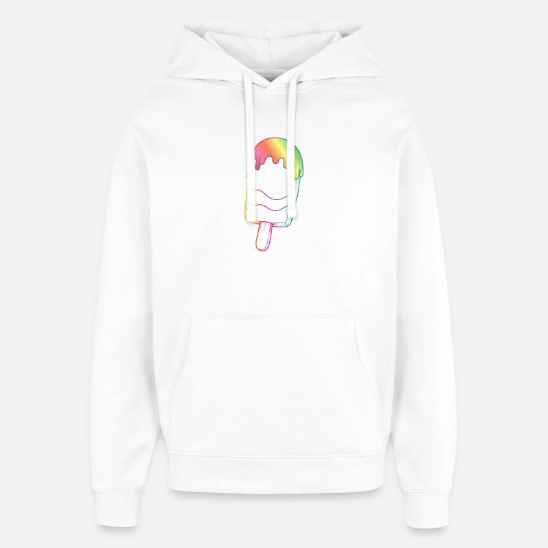 Regenbogen Eis Outline Neon Style  - Oversized Unisex Hoodie von Stanley/Stella - Weiß