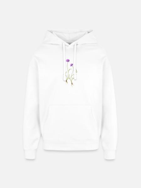 Meadow Flower Nature Illustration - Oversized Unisex Hoodie by Stanley/Stella - white