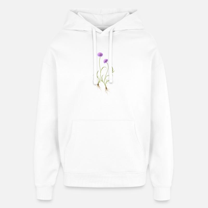 Meadow Flower Nature Illustration - Oversized Unisex Hoodie by Stanley/Stella - white