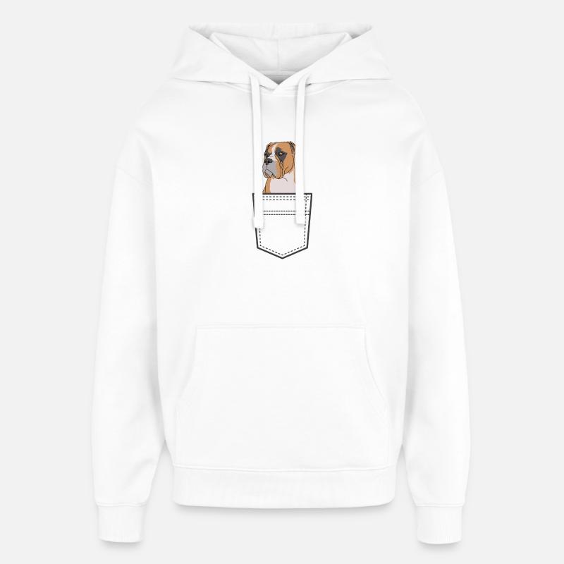 Boxer Chien Dans La Poche - Sweat à capuche unisexe Stanley/Stella Oversized - blanc