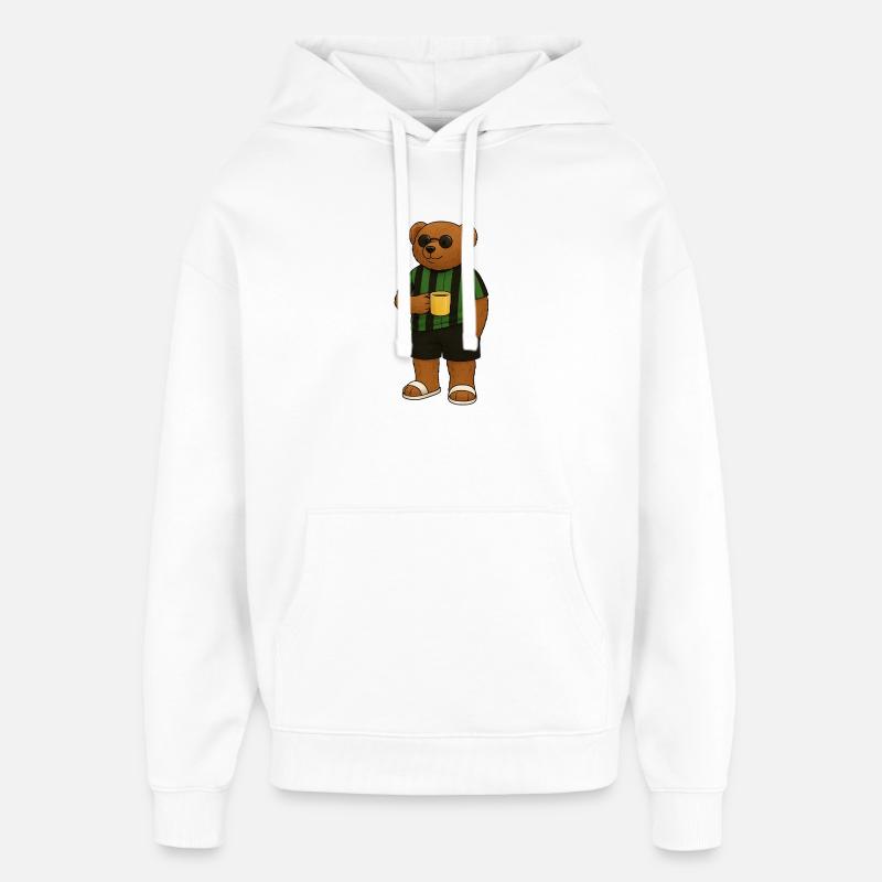 Ours vert-noir - Sweat à capuche unisexe Stanley/Stella Oversized - blanc