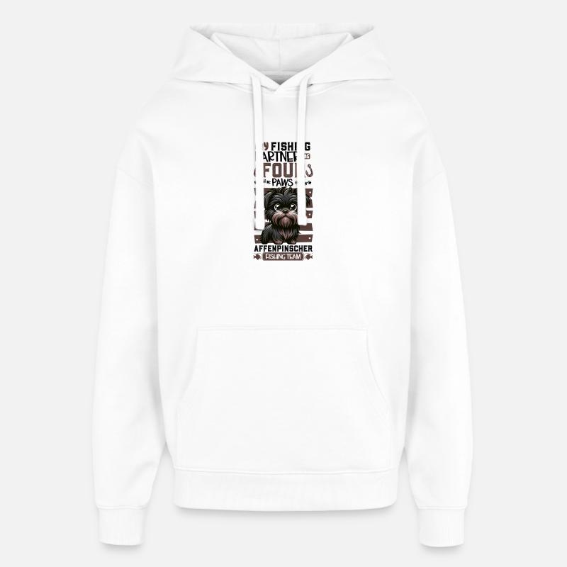 Pêche et Affenpinschers - Sweat à capuche unisexe Stanley/Stella Oversized - blanc