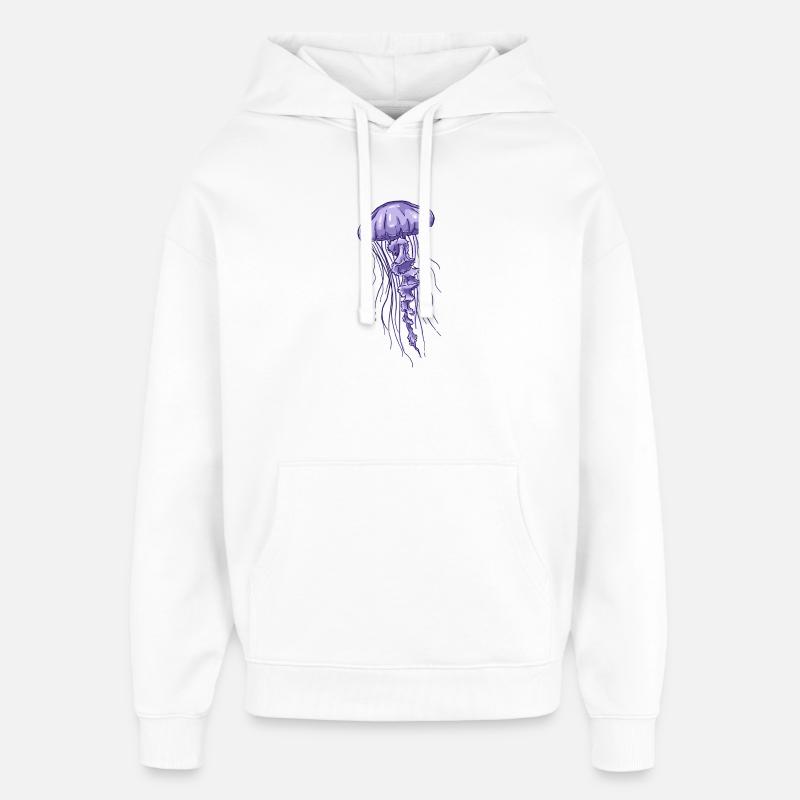 Illustration de méduse violette - Sweat à capuche unisexe Stanley/Stella Oversized - blanc