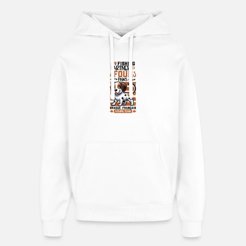 Pêche et Braque - Sweat à capuche unisexe Stanley/Stella Oversized - blanc