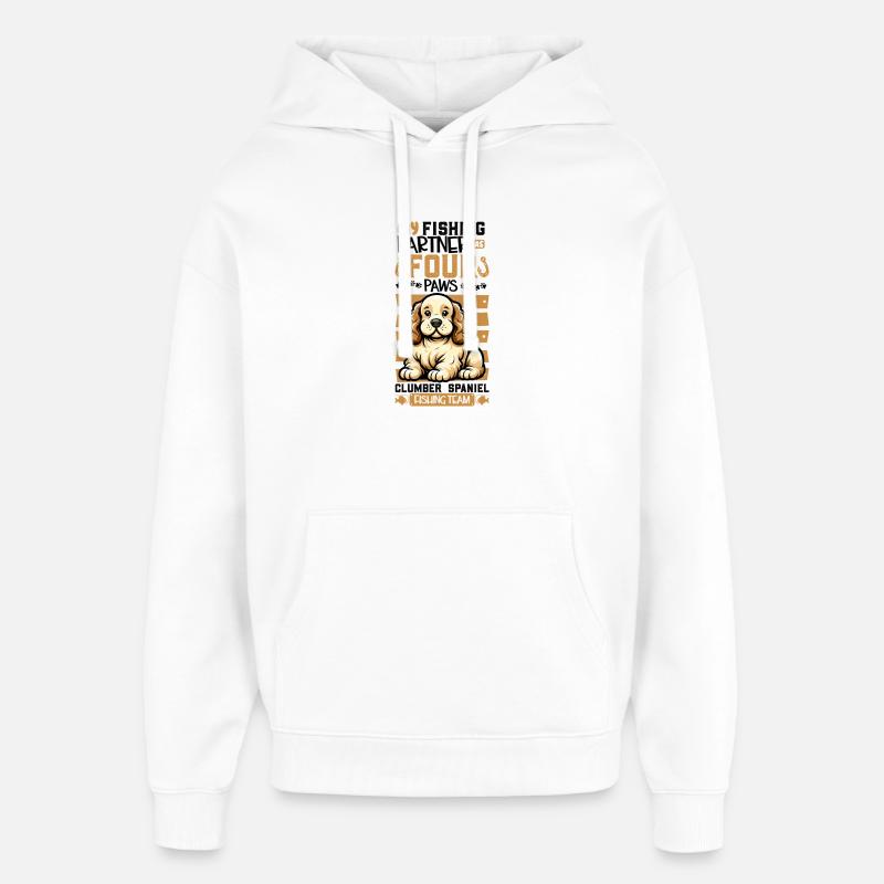 Pêche et épagneul Clumber - Sweat à capuche unisexe Stanley/Stella Oversized - blanc