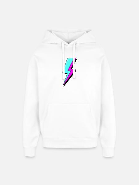 Psychedelic Neon Lightning - Oversized Unisex Hoodie by Stanley/Stella - white