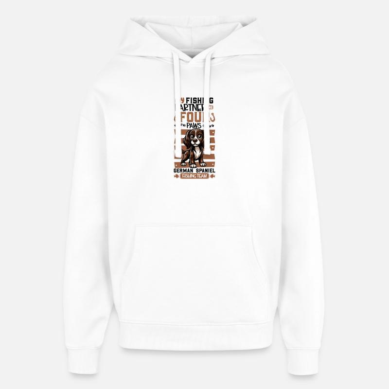Pêche et Spitz allemand - Sweat à capuche unisexe Stanley/Stella Oversized - blanc
