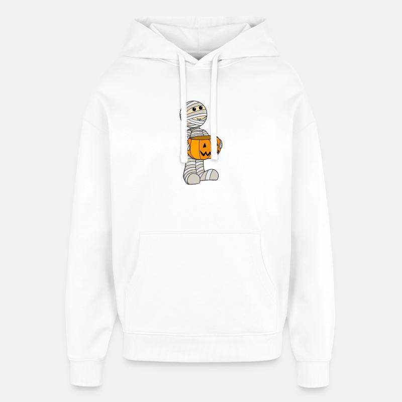 Momie mignonne avec jack-o-lantern - Sweat à capuche unisexe Stanley/Stella Oversized - blanc