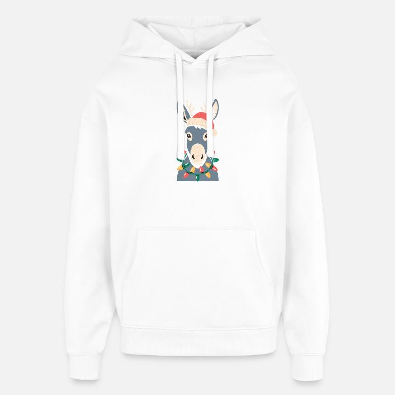 Mignon âne elfe Noël mignon - Sweat à capuche unisexe Stanley/Stella Oversized - blanc