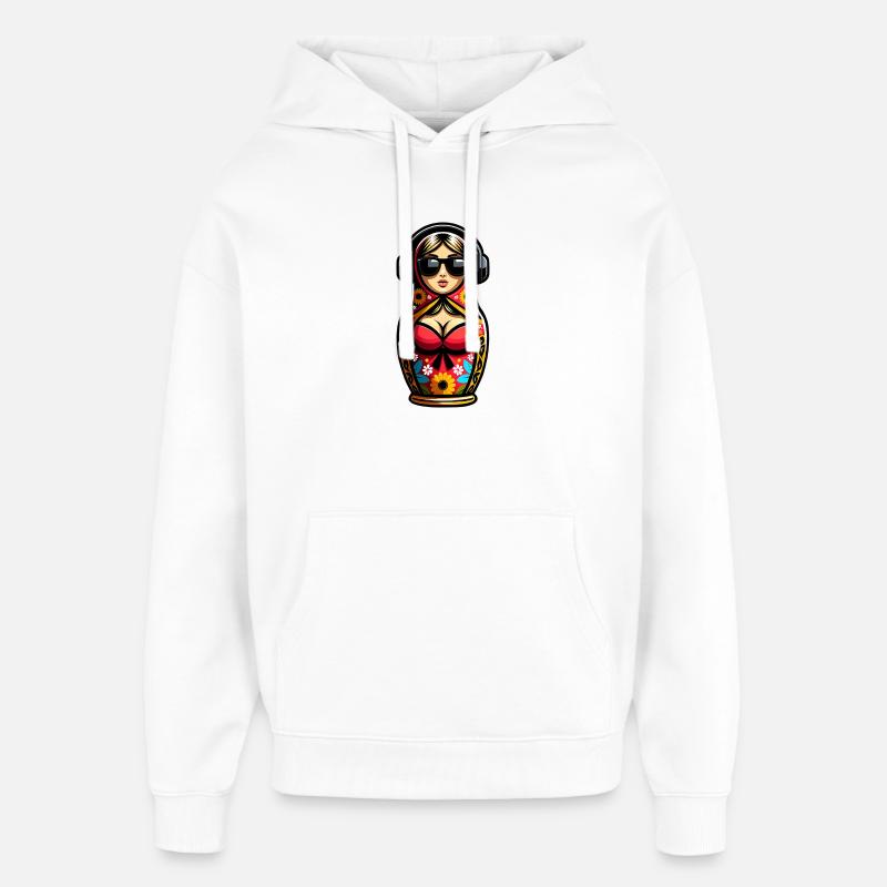 Russe Matriochka Musique Russie Russe - Sweat à capuche unisexe Stanley/Stella Oversized - blanc
