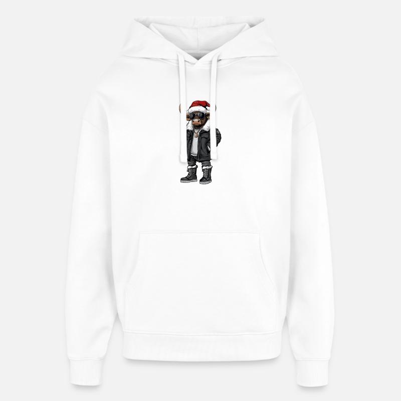 Noël Taureau Hiver - Sweat à capuche unisexe Stanley/Stella Oversized - blanc