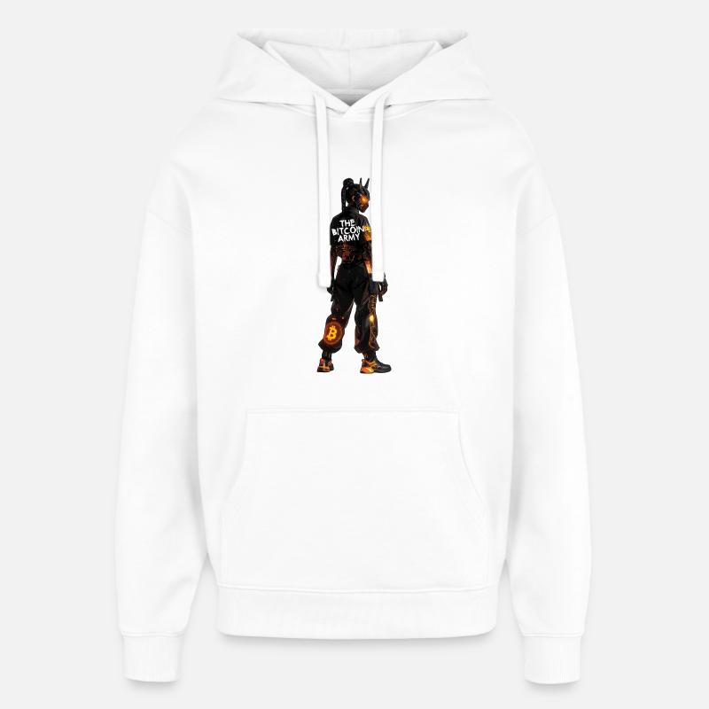 Bitcoin Bazooka - L’Armée Bitcoin - Samurai 02 - Sweat à capuche unisexe Stanley/Stella Oversized - blanc