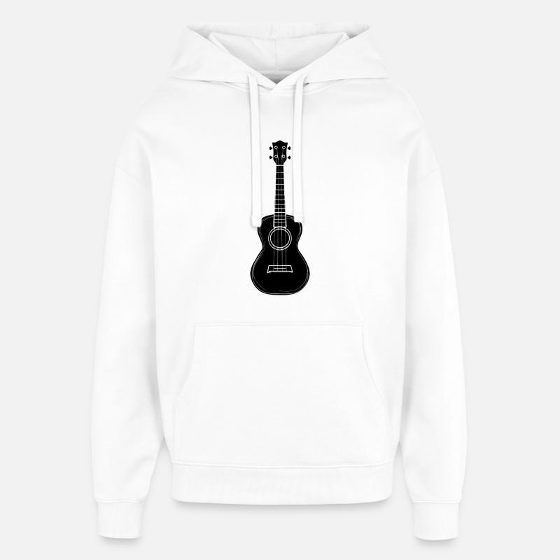 Sketch de ukulélé - Sweat à capuche unisexe Stanley/Stella Oversized - blanc