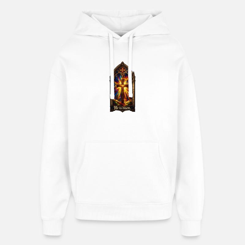 Resurrection He is Risen Easter Jesus - Oversized Unisex Hoodie by Stanley/Stella - white