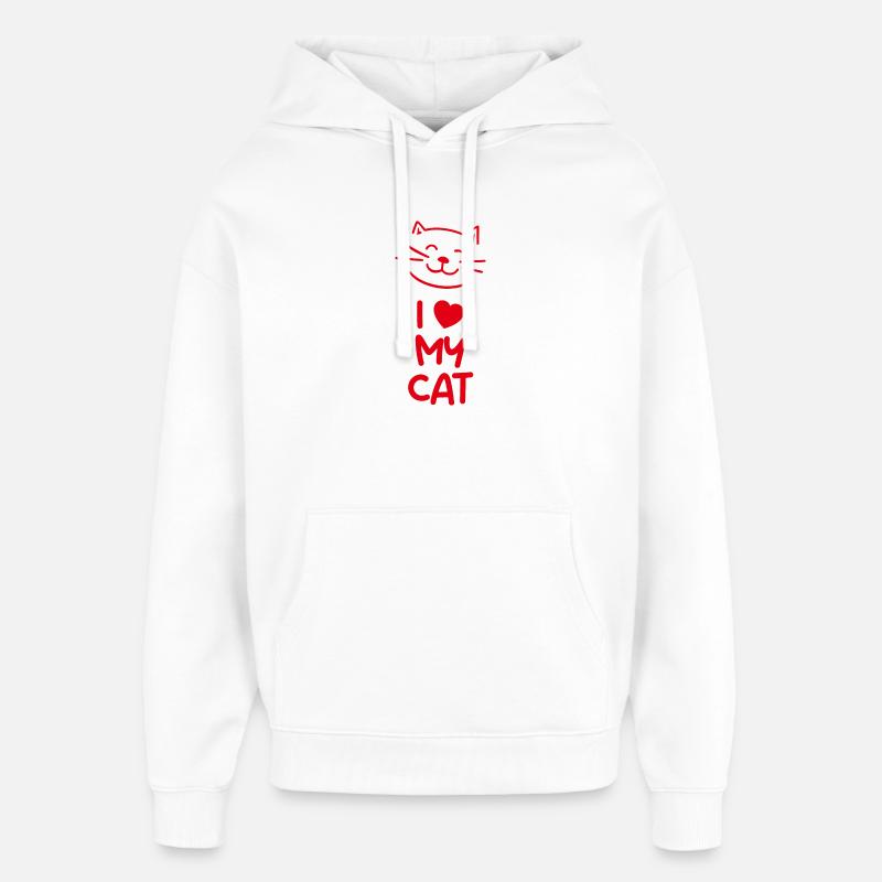 J’aime mon chat - Sweat à capuche unisexe Stanley/Stella Oversized - blanc