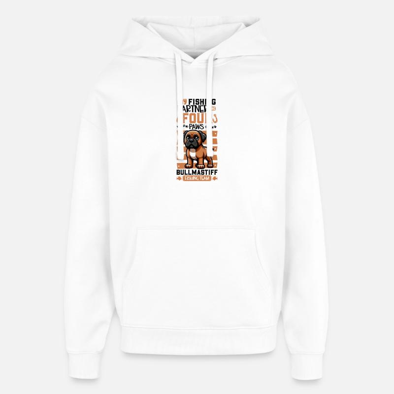 Pêche et Bullmastiff - Sweat à capuche unisexe Stanley/Stella Oversized - blanc