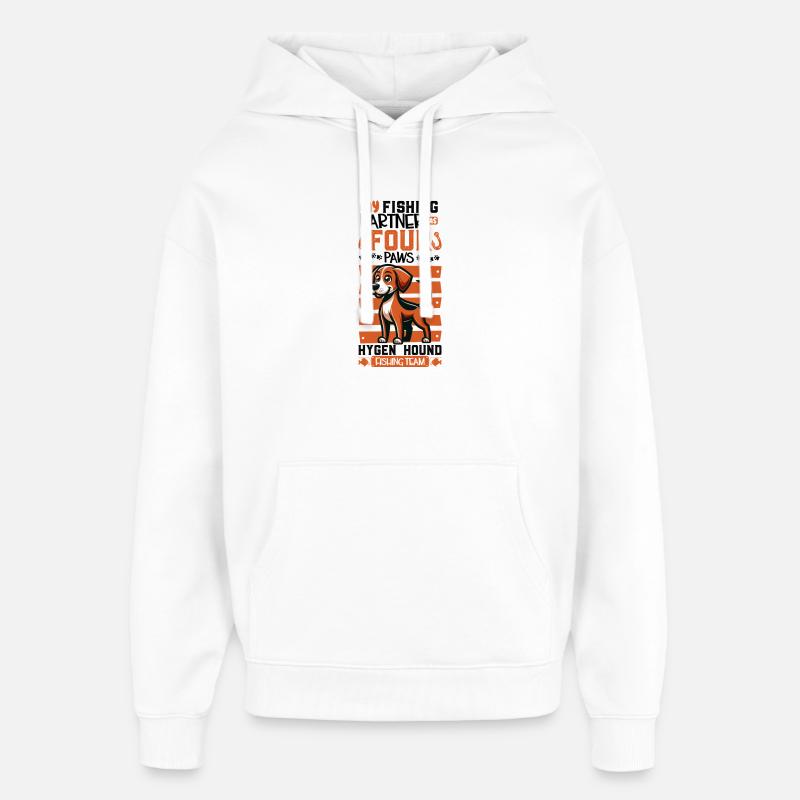 Pêche et Podenco Ibicenco - Sweat à capuche unisexe Stanley/Stella Oversized - blanc