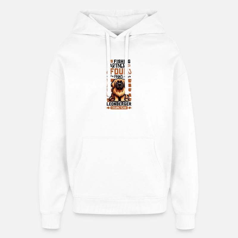 Pêche et Leonberger - Sweat à capuche unisexe Stanley/Stella Oversized - blanc