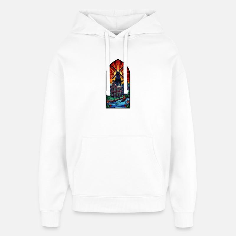 École d’Amsterdam - Sweat à capuche unisexe Stanley/Stella Oversized - blanc