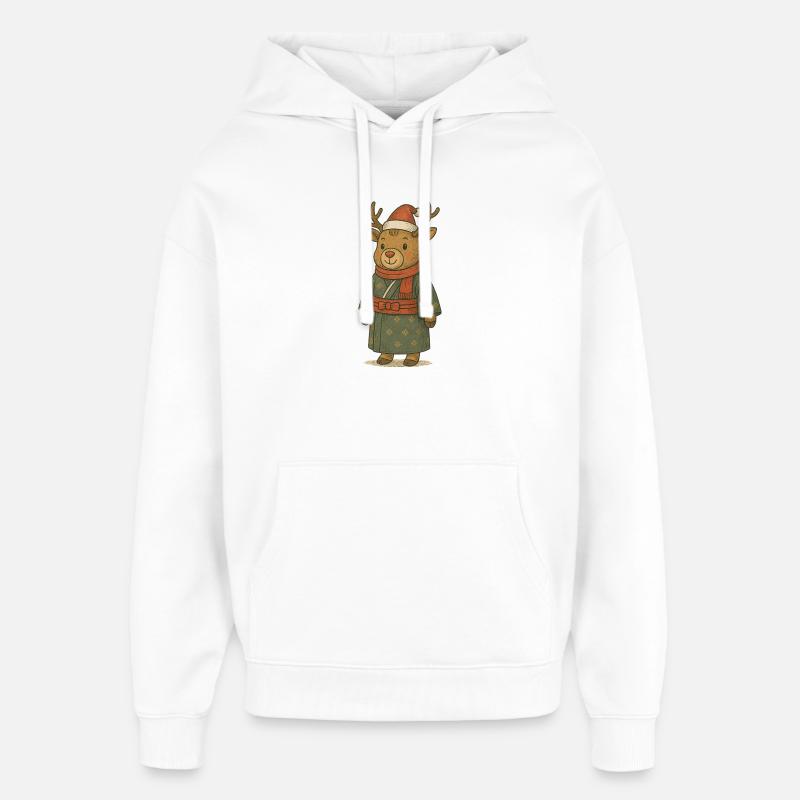 Koro le cerf de Noël - Sweat à capuche unisexe Stanley/Stella Oversized - blanc