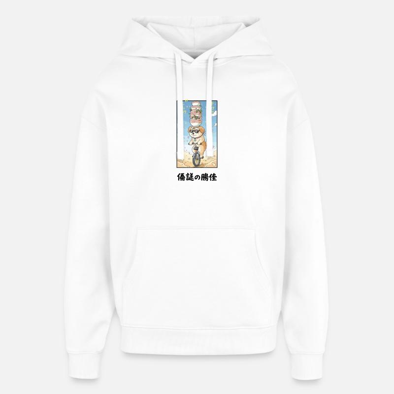 Noodle Stack Pup sur monocycle - Sweat à capuche unisexe Stanley/Stella Oversized - blanc