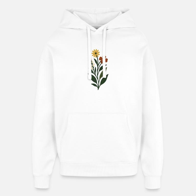 Fleurs de printemps Minimal Art - Sweat à capuche unisexe Stanley/Stella Oversized - blanc